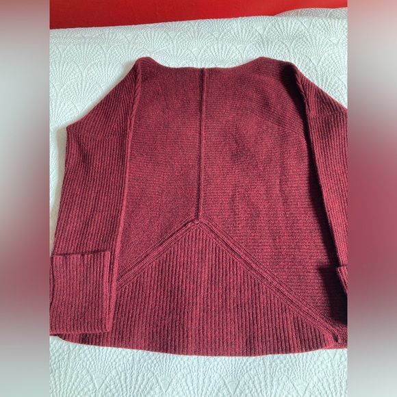 White + Warren Burgundy Cashmere Sweater - Picture 2 of 6
